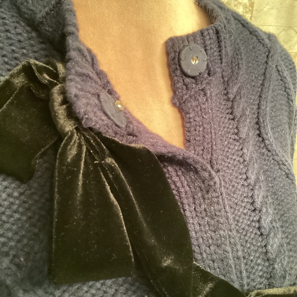 Tuckernuck Hyacinth House Velvet Bow Coquette Cardigan Sweater - Picture 6 of 7